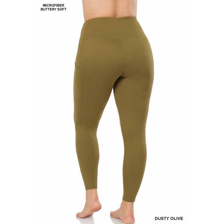 Zenana Women & Plus Soft Wide Waistband Active Fitness Tight Yoga Leggings  with Pockets (Single & Multi-Packs Available) 