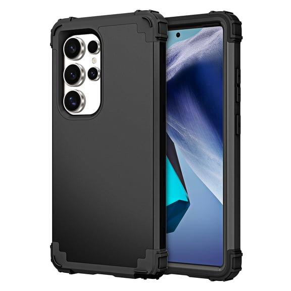 TECH CIRCLE for Samsung Galaxy S21 FE Slim Soft Rubber Armor Case,Three Layer Heavy Duty Shockproof Protection Hard Plastic Bumper   Soft Silicone Rubber Hybrid Protective Cover,Black