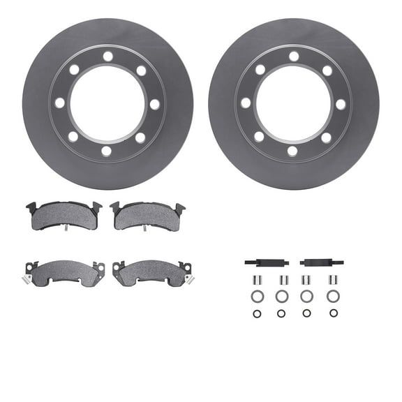 Dynamic Friction Company Front Geospec Brake Rotors with Heavy Duty Brake Pads includes Hardware 4212-48148