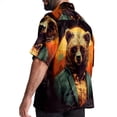 thumbnail image 3 of Vintage Bear Men's Hawaiian Button Down Short Sleeve Casual Printed Summer Beach Unisex Shirt, 3 of 6