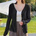 thumbnail image 2 of Baberdicy Black Women's Thin Long Sleeved V Neck Jacket Knitted Air Conditioning Shirt Cardigan Tops, M, 2 of 9