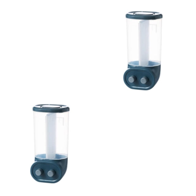 Justharion Stylish Wall-Mounted Dry Food Storage Dispenser Grains Rice Box Candy Organizer Blue 2 Grid 2Set