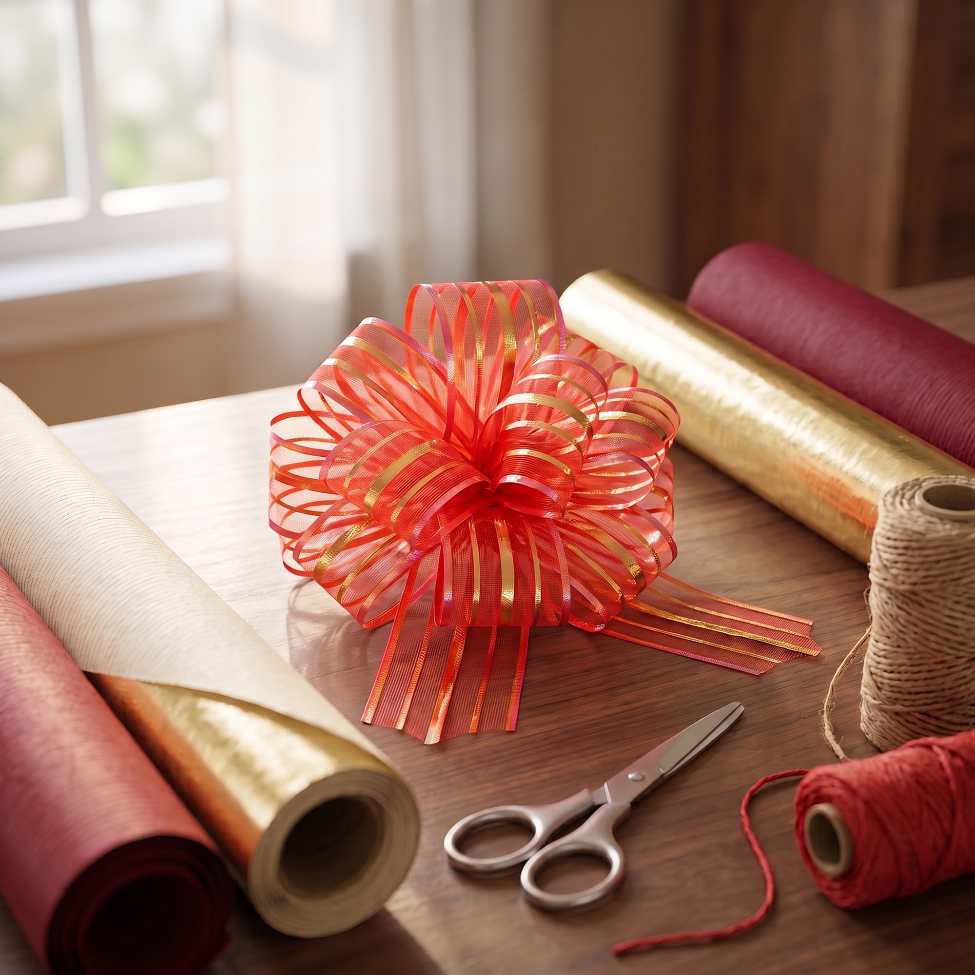 Unique Bargains Crush-Resistant Ribbon Bow for Birthday and Special Occasions Red