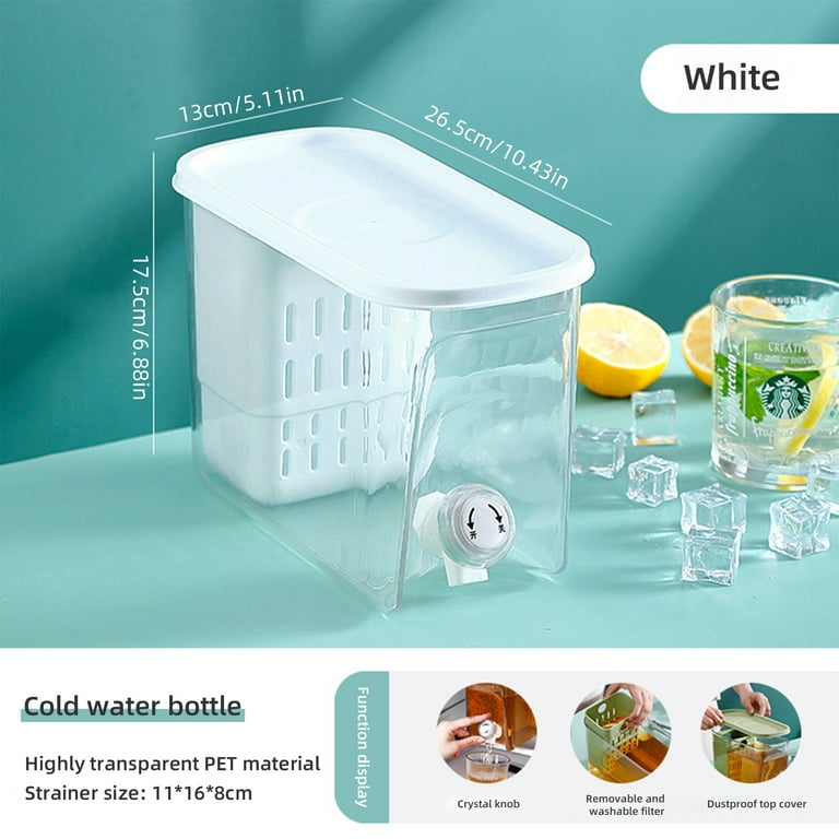 Drink Dispenser For Fridge,cold Water Bottle With Filter And  Faucet,beverage Container For Kitchen Home Party Bar