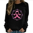 thumbnail image 2 of Homenesgenics Breast Cancer Awareness Shirts Plus Size for Women and Men Women Fashion Casual Print Round Neck Loose Long Sleeve T-Shirt Tops Blouse Hoodless Sweatshirts Black L, 2 of 4