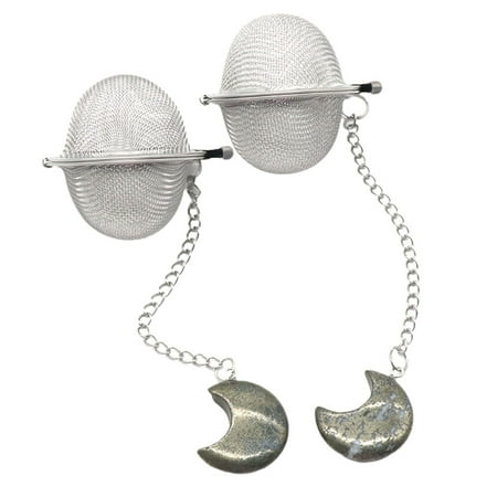

VEAREAR Tea Filter Fine Mesh Extension Chain Moon Shaped Faux Crystal Stone 304 Stainless Steel Hot Pot Spices Tea Strainer Ball for Kitchen