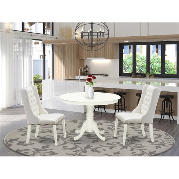 3 Piece Hartland Kitchen Table Set - Linen White & Light Gray
