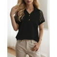 thumbnail image 2 of Weardear Womens Summer Tops V Neck Short Sleeve Buttons Tshirts Loose Fit Casual Blouses, S-2XL, 2 of 6