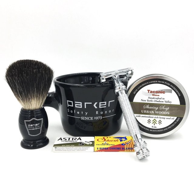 PARKER & TACONIC 99R KIT de Démarrage - Inclut SAFETY RAZOR, MUG, Brosse à Raser & Savon à Raser