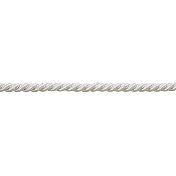 Corde Torsadée Moyenne 3 Plis 5/16 Pouces (0.5cm) (Style 0516NL) Blanc Pur – 1 (Blanc Vif) Vendu au Mètre (36 Pouces/3 Pieds/0.9m)
