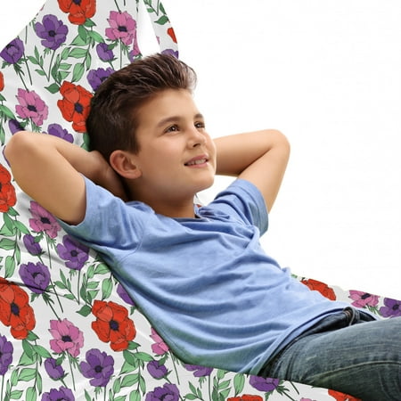 

Flowers Lounger Chair Bag Floral Theme Natural Motifs Along Botanical Pink and Purple Anemones Pattern High Capacity Storage with Handle Container Lounger Size Multicolor by Ambesonne
