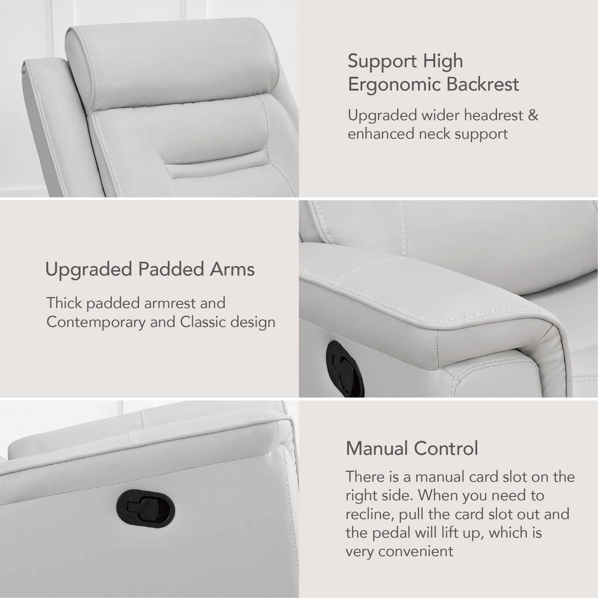 Spruce & Spring360° Swivel Manual Recliner with Glider Motion for Living Room, White