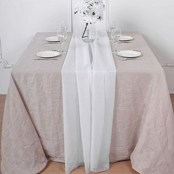 BalsaCircle 72" White Extra Premium Chiffon Table Top Runner Wedding Party Linens Decorations