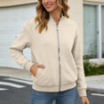 thumbnail image 2 of Unir Full Zip Casual Sweatshirt Jacket for Women, Ribbed Collar Cuffs, Relaxed Fit Athletic Outerwear with Pockets, 1 Piece, S-XXL, Plus Size Friendly, 2 of 6