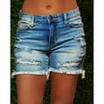 thumbnail image 2 of Women's High Stretch Denim Shorts with Distressed Fringes, 2 of 2
