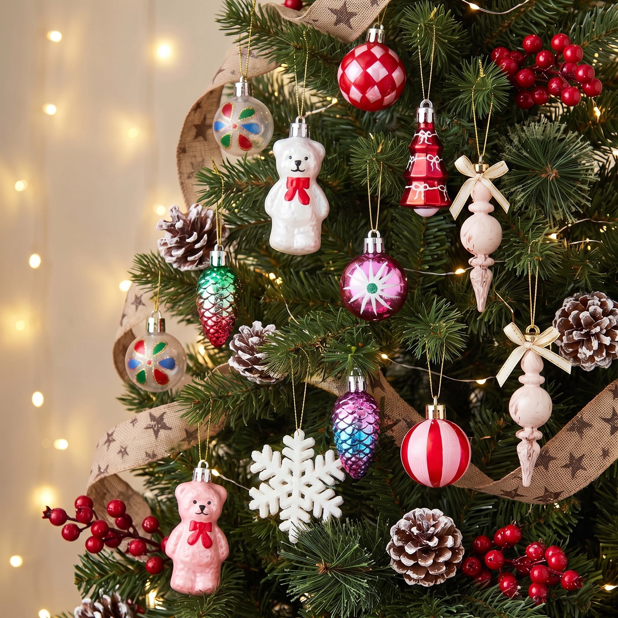24-Count Multicolor Bright Mini Christmas Ornaments, by Holiday Time
