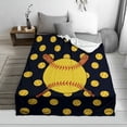 thumbnail image 3 of Softball Blanket 60"x80"Softball Fannel Fleece Plush Blanket for Couch Bed Sofa Home Decor Gifts for Boys Kids Adult Teen Sport Fans Black, 3 of 6