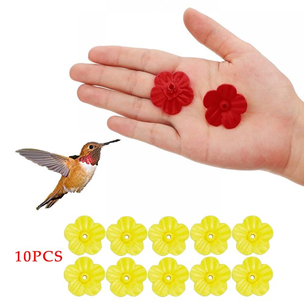 Monfince 10Pcs Hummingbird Feeders Replacement Flowers, Feeding Ports