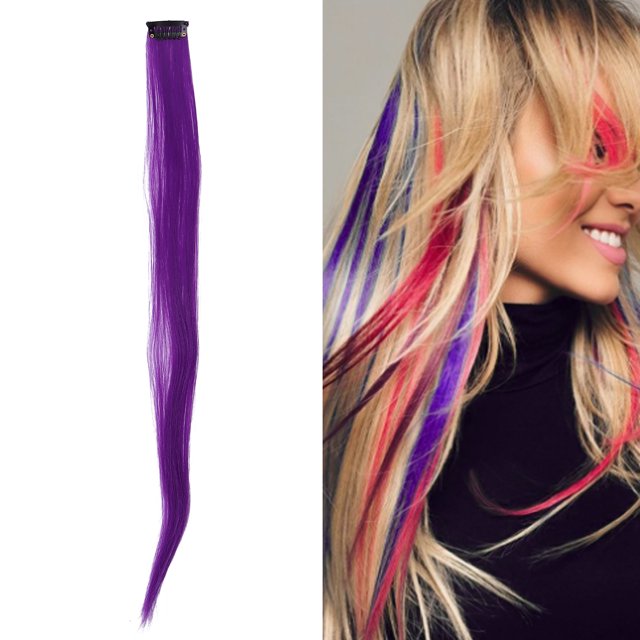 Colored Hair Extensions Highlight Synthetic Hairpiece Clipin Hair Extensions for Girls