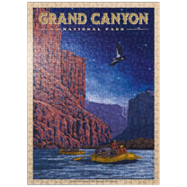 MyPuzzle - Grand Canyon National Park - Night Rafting, Vintage Travel Poster - Premium 500 Piece Jigsaw Puzzle for Adults