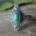 thumbnail image 1 of Turquoise Ring 925Silver Natural Turquoise Gemstone Solitaire Floral Design Ring, 1 of 6