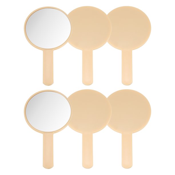 Uxcell 6 Pcs Espejos de Mano, Espejos Redondos con Mango, Espejo de Maquillaje Portátil de Un Solo Lado para Mujeres y Niñas, Cosmético, Pestañas, Hogar, Viaje, Amarillo