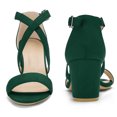 thumbnail image 3 of BLISSFUL STEP Women's Cross Strap Open Toe Chunky Heels Sandals Green (Size 7), 3 of 6