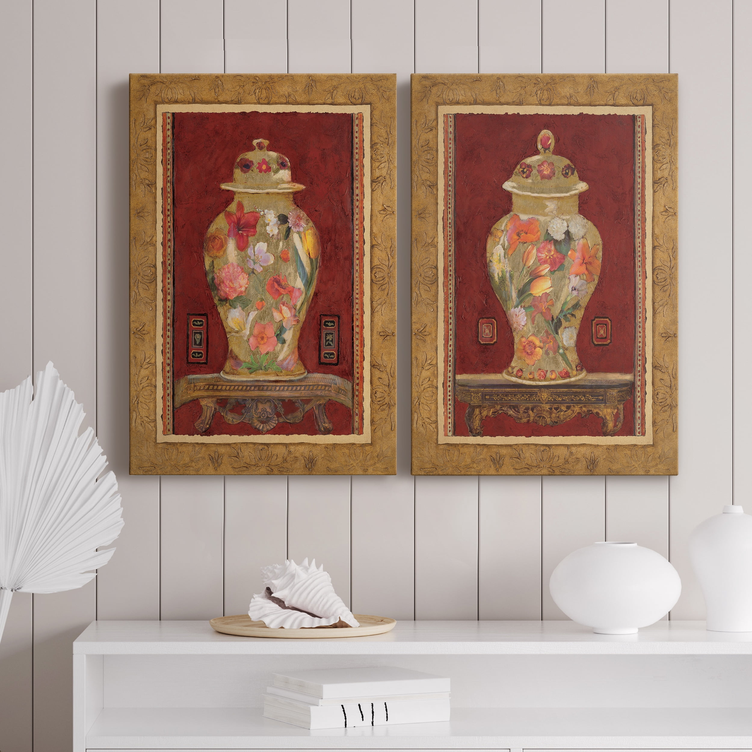 Romantic Urn I Premium Gallery Wrapped Canvas - Ready to Hang - Set of 2 - 8 x 12 Each
