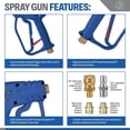 thumbnail image 3 of Pistola hidrolavadora corta Essential Washer con conexión rápida de latón y adaptadores M22, compatible con cañón de espuma | Agua a alta presión de 4000 PSI, 3 of 5