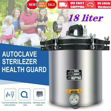 New 18 Liter Steam Autoclave Sterilizer Lab Stainless Steel Pressure Sterilizer