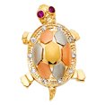 thumbnail image 2 of Wellingsale 14K Tri 3 Color Gold Polished Turtle Charm Pendant with CZ Accents, 2 of 4