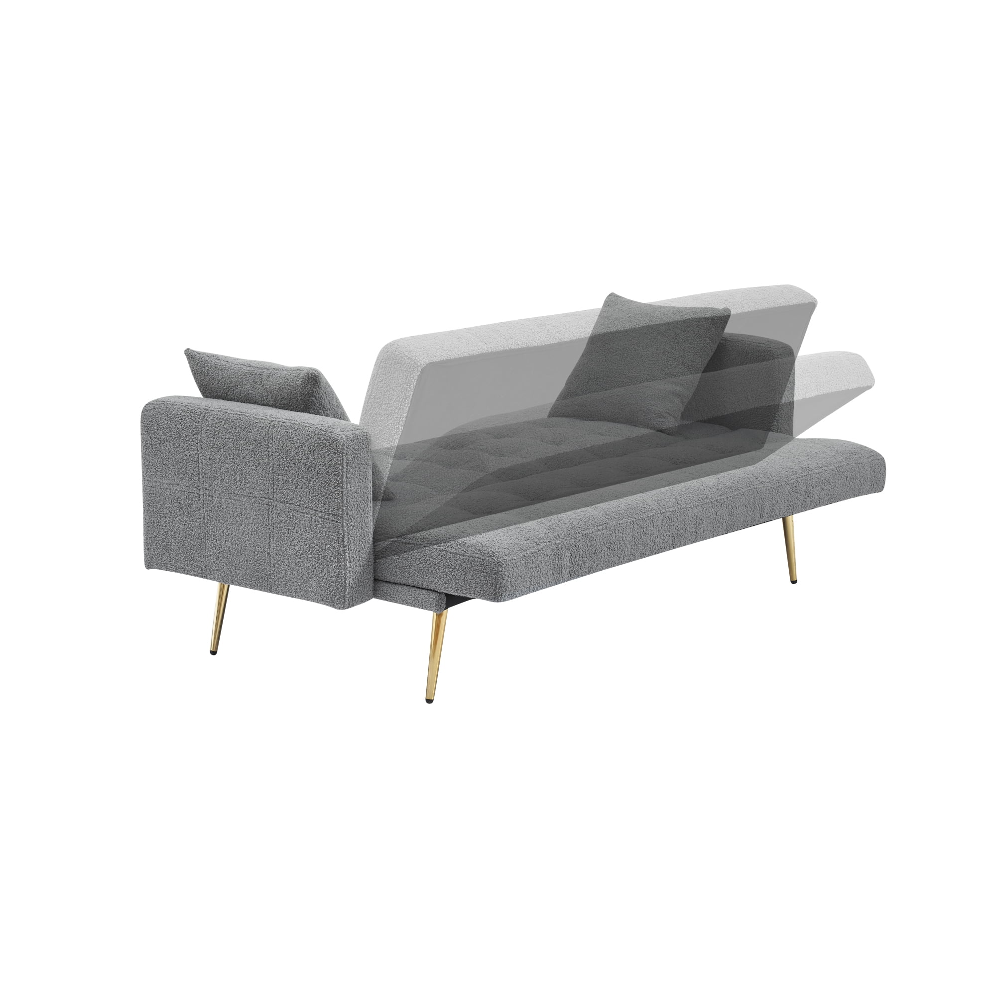 71" W Teddy Convertible Futon Sofa Bed,Modern Upholstered Loveseat Sofa Couch for Living Room,Small Space,Gray