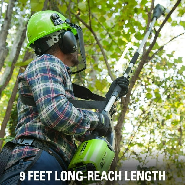 Greenworks PRO 80V 10 Inch Cordless Pole Saw 2.0 AH Battery Included PS80L210
