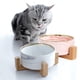 thumbnail image 5 of Cuenco de cerámica de mármol para gatos y perros con soporte de madera, antiderrames, comedero de agua para mascotas, gatos y perros pequeños., 5 of 5