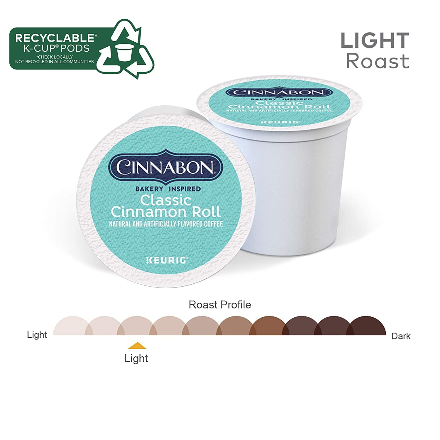 Cinnabon Classic Cinnamon Roll, Single-Serve Keurig K-Cup Pods, Flavored Coffee, 24 Count (Pack of 4)