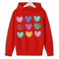 thumbnail image 5 of Red Girls Graphic Hoodie with Colorful Hearts Print | Oversized Pullover Casual Sweatshirt for Kids & Youth 4-14 Years,Size 9 T, 5 of 8