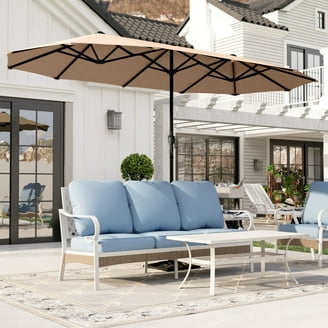 abccanopy cantilever patio umbrellas ABCCANOPY 10 ft Cantilever Offset Hanging Patio Outdoor Market Umbrella with Crank & Cross Base, 12+ Colors