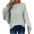 thumbnail image 3 of Sentmoon Ensembles d'Automne pour Femmes Col Rond Manches Longues Vêtements d'Automne pour Femmes Coupe Ample Couleur Unie Hauts Tricotés pour Femmes Manches Longues Mode Urbaine pour l'Automne Style Gris TTTTG, 3 of 8