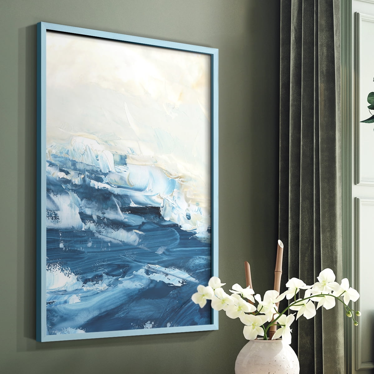 Wave after Wave I Framed Print in Blue Solid Wood 8 x 10 Framed Print