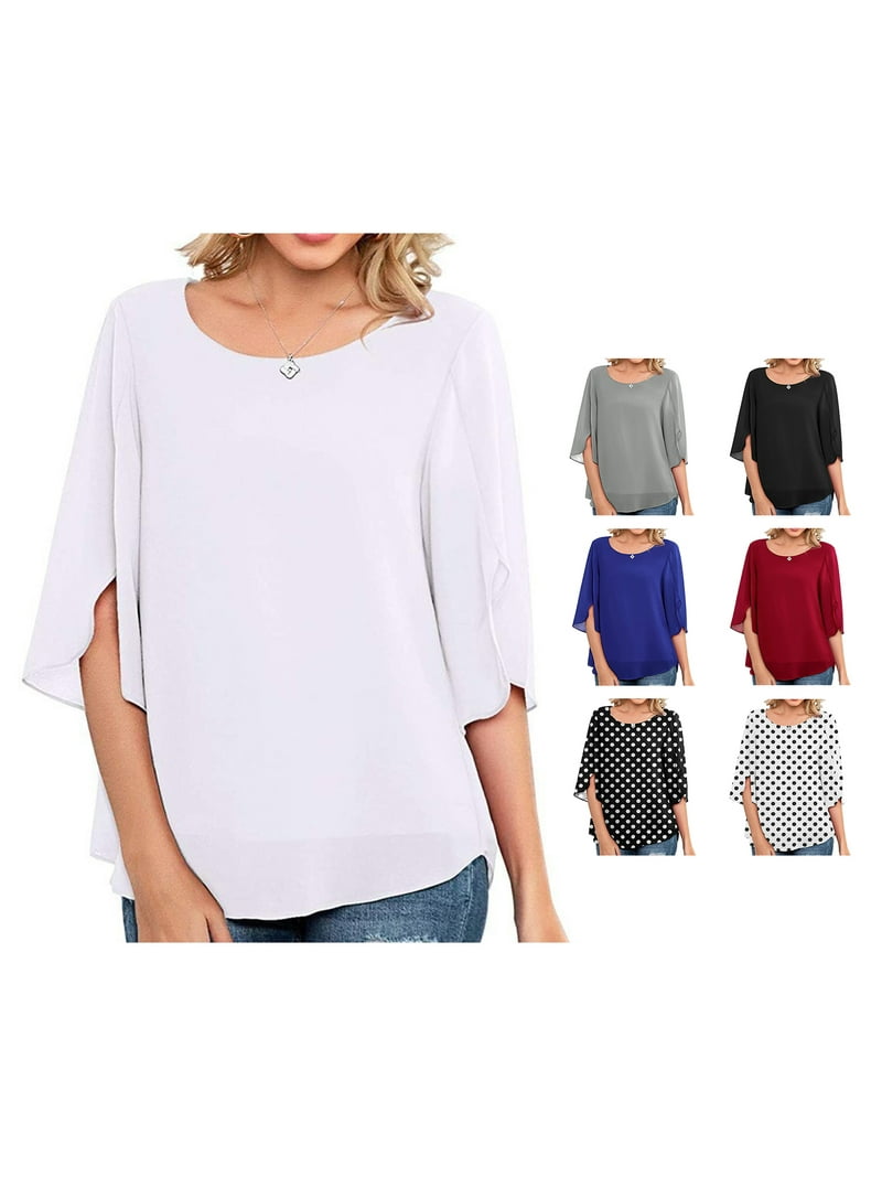 Khall Half Split Sleeve Shirt,Women T Shirt Half Split Sleeve