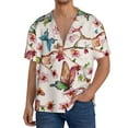 thumbnail image 3 of Easygdp Watercolor Floral With Butterflies Men's Casual Short-sleeved Shirt with Pocket and Button Suitable for Beach Vacation Leisure - Small, 3 of 7