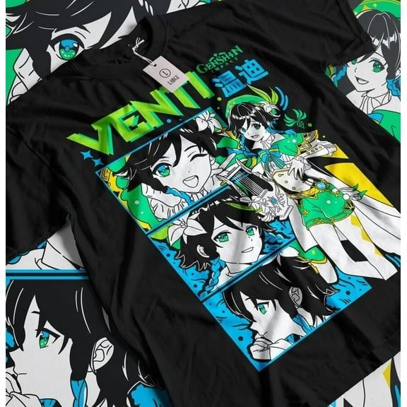 Genshin Impact Venti Dvalin T-shirt Anime Unisex Harajuku T-Shirt Tee ALL SIZES