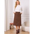 thumbnail image 4 of DARING DIVA Women's Faux Suede A Line Midi Skirt with Pockets X-Large Coffee, 4 of 7