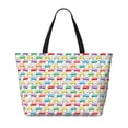 thumbnail image 2 of Pofeuu Colorful Bus Print Beach Bag,Waterproof Sandproof Beach Tote Bag, Large Capacity Foldable Beach Bags for Women, 2 of 7