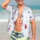 thumbnail image 4 of Camisas hawaianas de moda para hombres, camisas de manga corta con estampado de anclas y hongos, lindas camisetas de dibujos animados para niños, camisas de playa para vacaciones de verano para mujere, 4 of 5