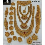 FIRST RAY MART Beautiful South Indian Combo Necklace Set / Indian Women Jewellery/ Gold Plated Fashion Jewelry/Designer Traditional Pearl Necklace / Wedding Wear Bridal Gift