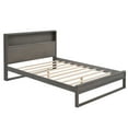 thumbnail image 5 of Platform Bed with Storage Headboard, Wood Queen Size Bed Frame with USB Charging Ports & Socket on the Headboard, Rustic Wood Platform Bed, Multi-Functional Panel Bedframe, Antique Gray, 5 of 7