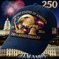 thumbnail image 6 of United States 250th Anniversary Cap, Retro Washed Patriotic Baseball Hat, Adjustable Fit, Commemorative Gift for Men Women, Celebrate America’s 250 Years, 6 of 9