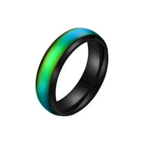 CILENON Fashion Thermochromic Stainless Steel Ring Color Changing Ring Jewelry Gifts (Black,7)