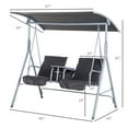 thumbnail image 3 of Outsunny Chaise Balançoire Double Extérieure avec Table Pivotante et Rangement, Gris, 3 of 10